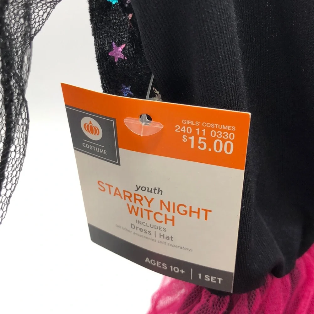 ** FREE W/PURCHASE ‎ Girls STARRY WITCH Dress-Up Costume Large 10+ age - Picture 7 of 8